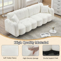 96.06 Inch Large Teddy Plush Sofa For Living Room And Entertainment Space. White Brown Velvet Wood Primary Living Space Medium Soft Loose Back Contemporary Eucalyptus Pillow Top Arms Foam Foam 3 Seat