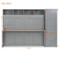 Full Size Murphy Bed Wall Bed With Closet And Drawers,Gray Gray Mdf Lvl