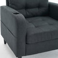 Dark Gray Upholstered Armchair And Storage Ottoman Set Comfortable Single Sofa With Cup Holders And Tufted Detailing, Ideal For Living Room Or Bedroom Dark Gray Foam Metal