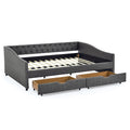 Queen Size Daybed With Drawers Upholstered Tufted Sofa Bed,With Button On Back And Copper Nail On Waved Shape Arms 84.5