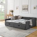 Queen Size Daybed With Drawers Upholstered Tufted Sofa Bed,With Button On Back And Copper Nail On Waved Shape Arms 84.5