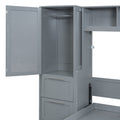 Queen Size Murphy Bed Wall Bed With Closet And Drawers,Gray Gray Mdf Lvl