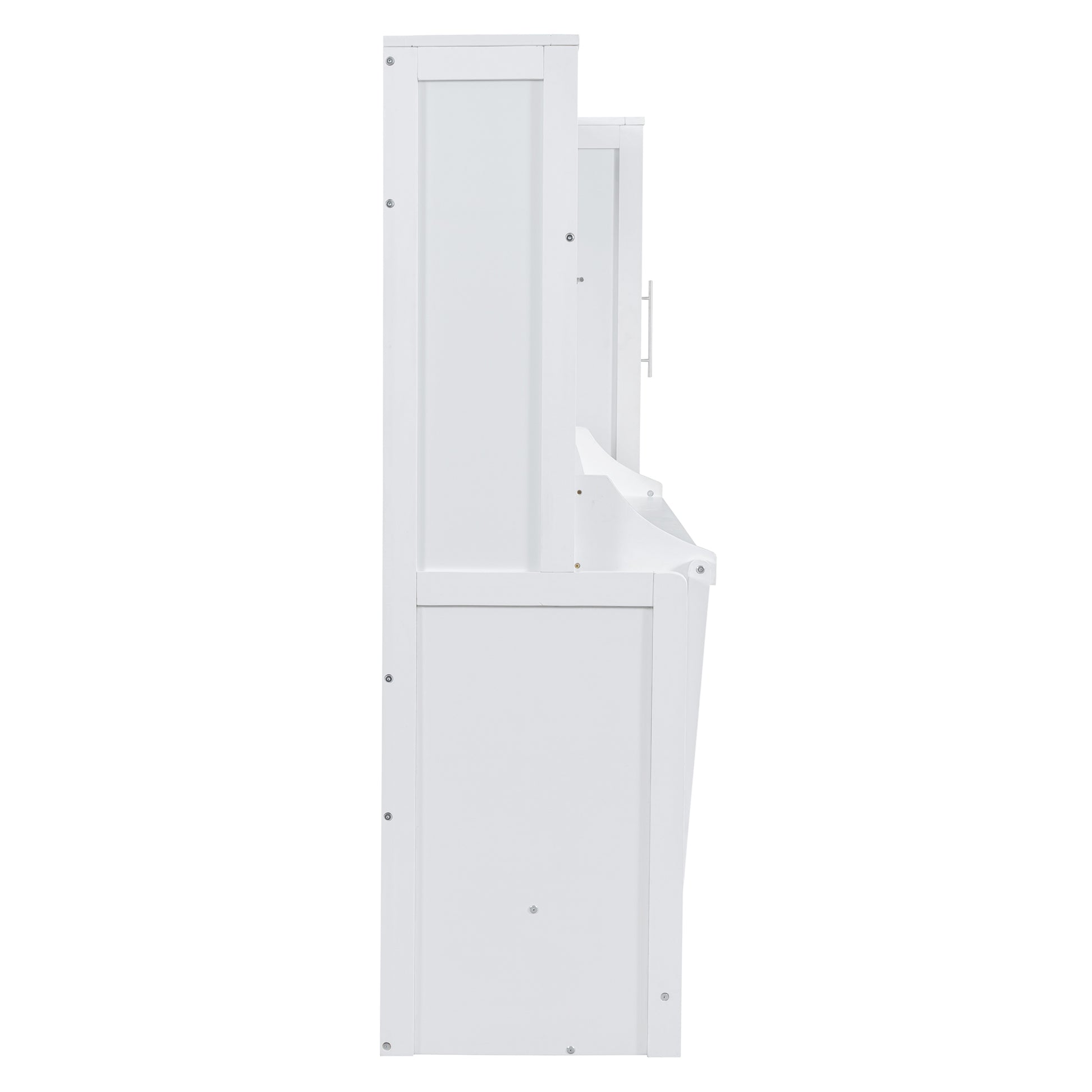 Full Size Murphy Bed Wall Bed With Closet And Drawers,White White Mdf Lvl