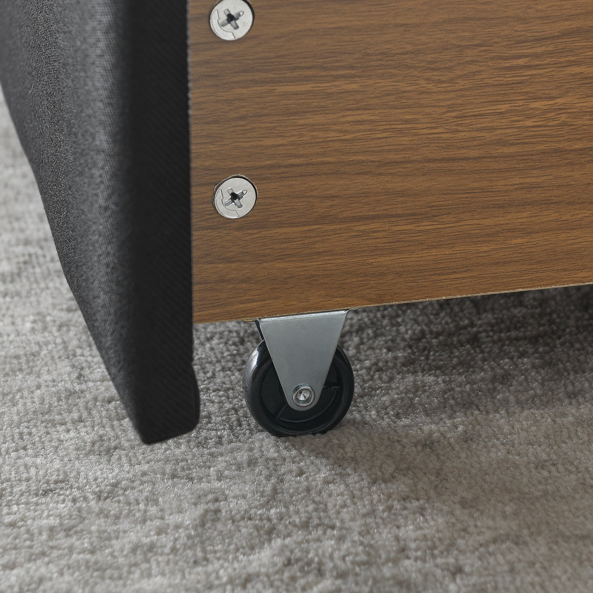 Queen Size Daybed With Drawers Upholstered Tufted Sofa Bed,With Button On Back And Copper Nail On Waved Shape Arms 84.5"X63.5"X26.5" Black Linen