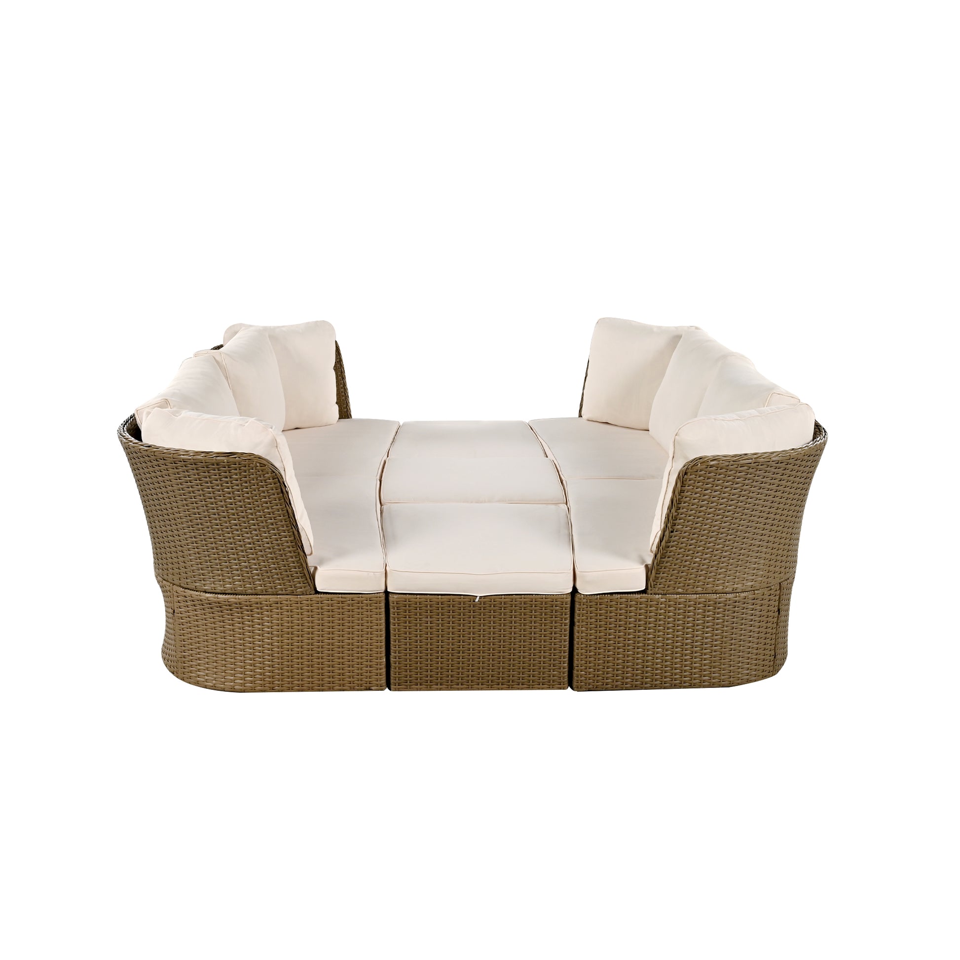 Customizable Outdoor Patio Furniture Set, Wicker Furniture Sofa Set With Thick Cushions, Suitable For Backyard, Porch. Yes Beige Garden & Outdoor Complete Patio Sets Hdpe