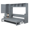Queen Size Murphy Bed Wall Bed With Closet And Drawers,Gray Gray Mdf Lvl