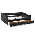 Queen Size Daybed With Drawers Upholstered Tufted Sofa Bed,With Button On Back And Copper Nail On Waved Shape Arms 84.5