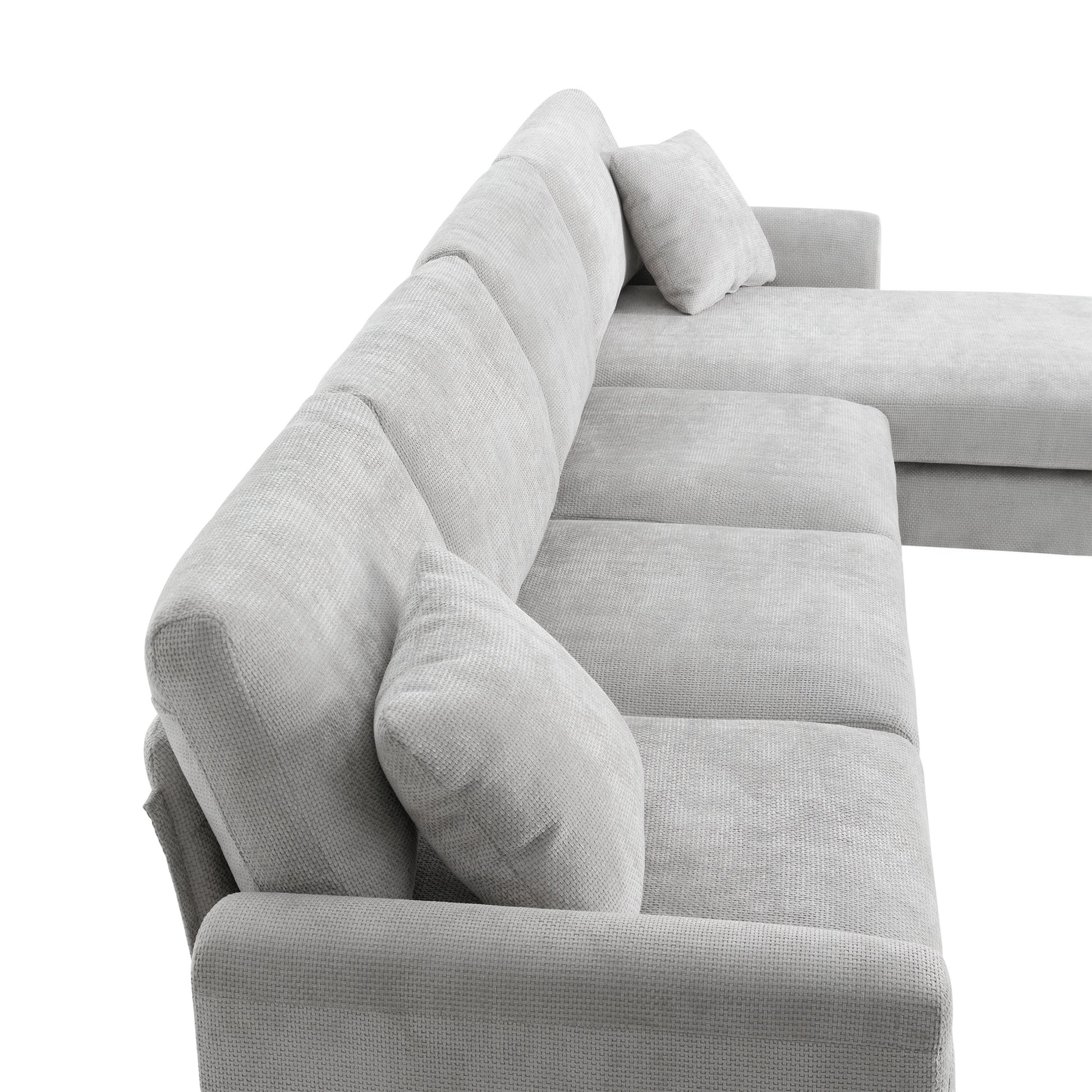 119*55" Modern Oversized Sectional Sofa,L Shaped Luxury Couch Set With 2 Free Pillows,5 Seat Chenille Indoor Furniture With Chaise For Living Room,Apartment,Office,2 Colors Light Gray Chenille 5 Seat
