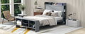 Full Size Platform Bed With Built In Shelves, Led Light And Usb Ports, Gray Gray Mdf Lvl