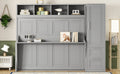 Queen Size Murphy Bed Wall Bed With Closet And Drawers,Gray Gray Mdf Lvl