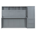Full Size Murphy Bed Wall Bed With Closet And Drawers,Gray Gray Mdf Lvl