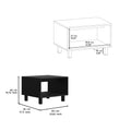 Carter 2 Piece Living Room Set, Streamlined With Tv Stand And Coffee Table, Black Black 50 59 Inches Particle Board Pine