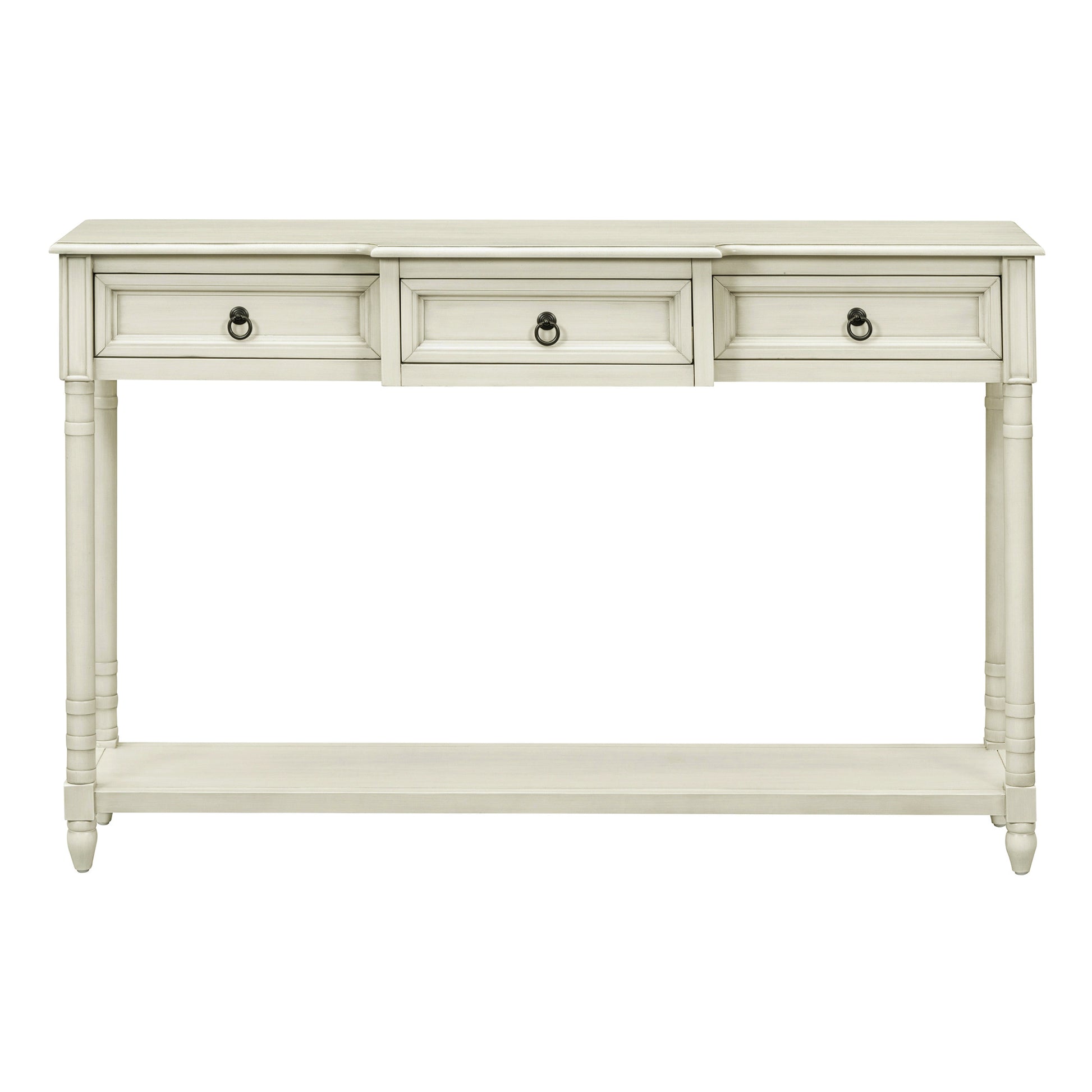 Console Table Sofa Table With Drawers For Entryway With Projecting Drawers And Long Shelf Antique White, Old Sku: Wf189574Aak Antique White Solid Wood Mdf