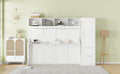 Full Size Murphy Bed Wall Bed With Closet And Drawers,White White Mdf Lvl
