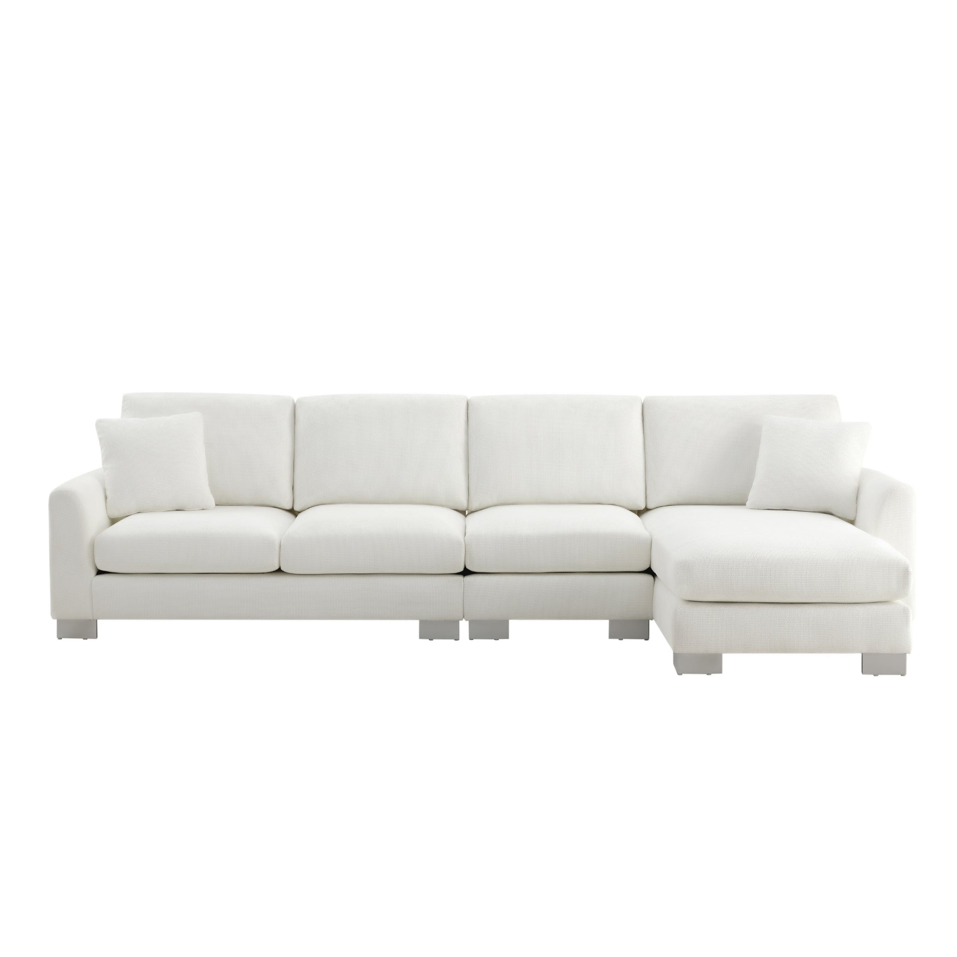 119*55" Modern Oversized Sectional Sofa,L Shaped Luxury Couch Set With 2 Free Pillows,5 Seat Chenille Indoor Furniture With Chaise For Living Room,Apartment,Office,2 Colors White Chenille