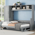 Full Size Murphy Bed Wall Bed With Closet And Drawers,Gray Gray Mdf Lvl