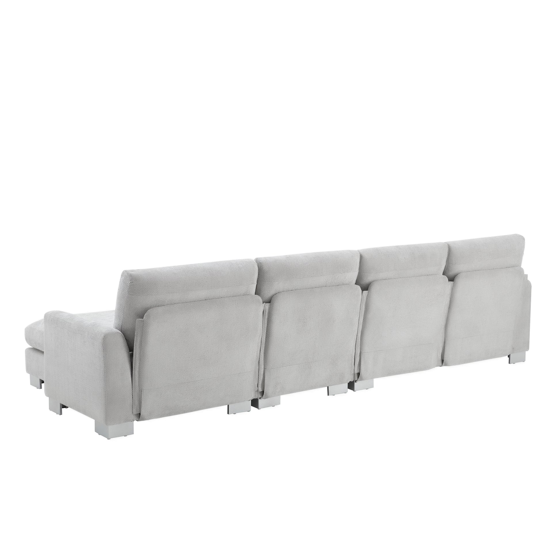 119*55" Modern Oversized Sectional Sofa,L Shaped Luxury Couch Set With 2 Free Pillows,5 Seat Chenille Indoor Furniture With Chaise For Living Room,Apartment,Office,2 Colors Light Gray Chenille 5 Seat