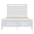 Full Size Platform Bed With Built In Shelves, Led Light And Usb Ports, White White Mdf Lvl