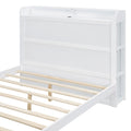 Full Size Platform Bed With Built In Shelves, Led Light And Usb Ports, White White Mdf Lvl