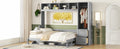 Queen Size Murphy Bed Wall Bed With Closet And Drawers,Gray Gray Mdf Lvl
