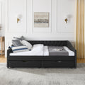 Queen Size Daybed With Drawers Upholstered Tufted Sofa Bed,With Button On Back And Copper Nail On Waved Shape Arms 84.5