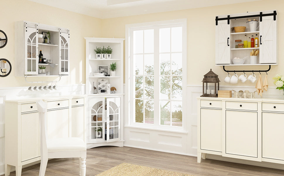 Corner Storage Cabinet, 63.3" Tall Freestanding Bookcase With Doors & Adjustable Shelves, 5 Tier Corner Display Cabinet For Living Room, Office, Dining Room, White White Adjustable Shelves Mdf Metal