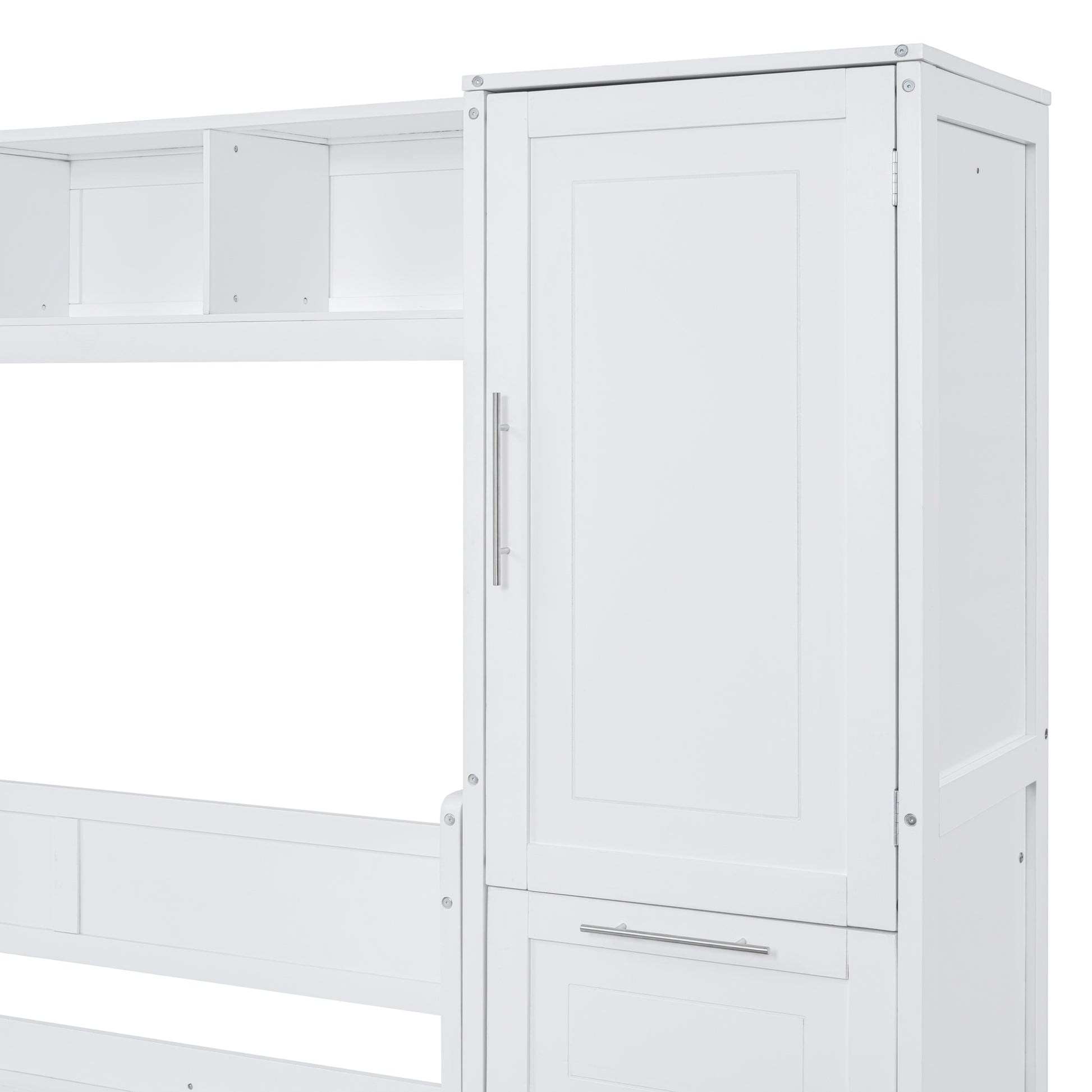 Full Size Murphy Bed Wall Bed With Closet And Drawers,White White Mdf Lvl