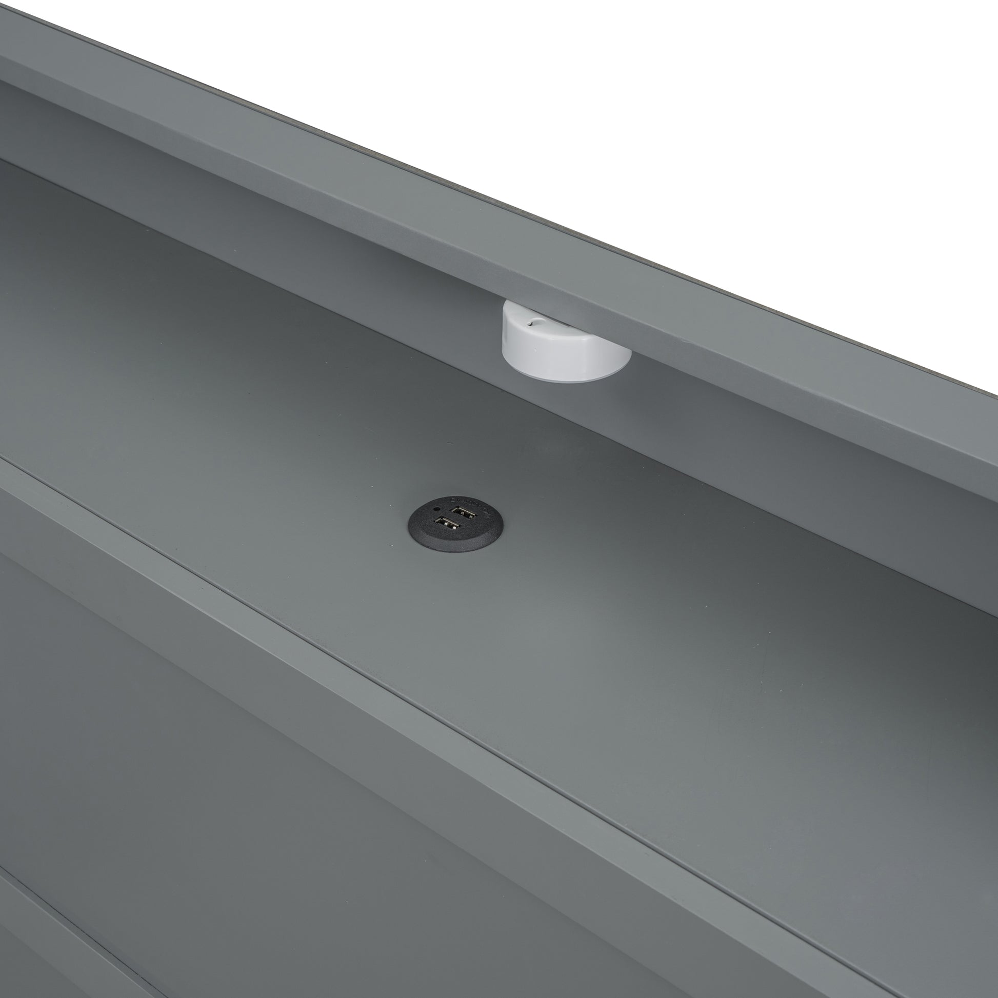 Full Size Platform Bed With Built In Shelves, Led Light And Usb Ports, Gray Gray Mdf Lvl