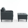 Dark Gray Upholstered Armchair And Storage Ottoman Set Comfortable Single Sofa With Cup Holders And Tufted Detailing, Ideal For Living Room Or Bedroom Dark Gray Foam Metal