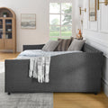 Queen Size Daybed With Drawers Upholstered Tufted Sofa Bed,With Button On Back And Copper Nail On Waved Shape Arms 84.5