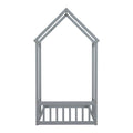 Twin House Shaped Roof Headboard Floor Bed, Without Slats ,Grey Twin Grey American Design Pine