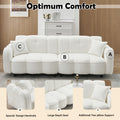 96.06 Inch Large Teddy Plush Sofa For Living Room And Entertainment Space. White Brown Velvet Wood Primary Living Space Medium Soft Loose Back Contemporary Eucalyptus Pillow Top Arms Foam Foam 3 Seat