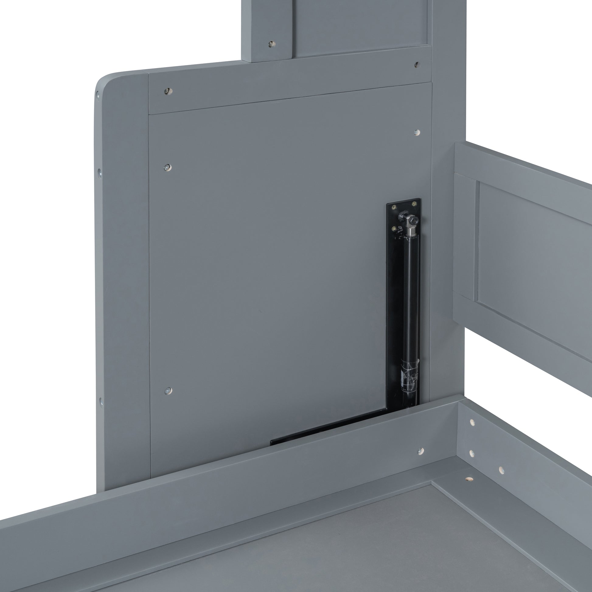 Queen Size Murphy Bed Wall Bed With Closet And Drawers,Gray Gray Mdf Lvl