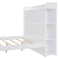 Full Size Platform Bed With Built In Shelves, Led Light And Usb Ports, White White Mdf Lvl