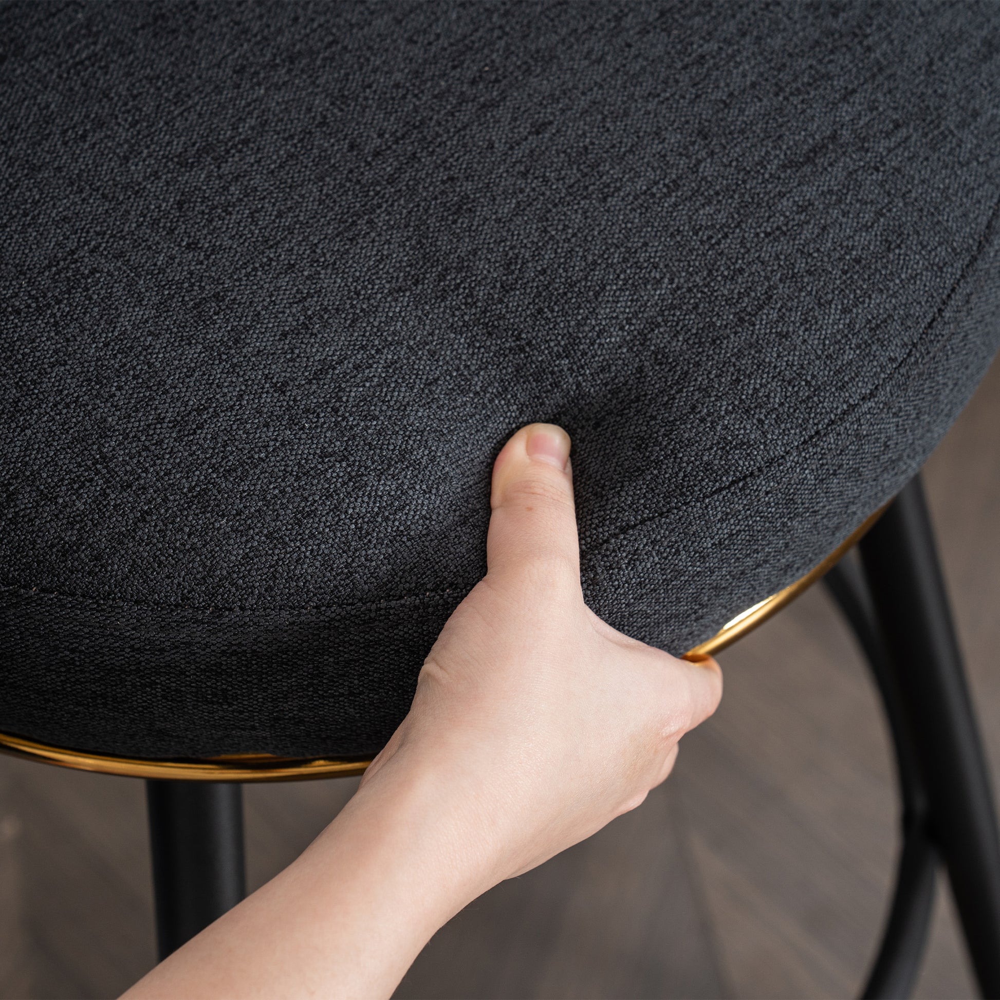 Set Of 2 Gray Swivel Bar Stools High Back, Adjustable, Upholstered With Elegant Metal Back Accents For Kitchen, Bar, Or Dining Room Dark Gray Metal