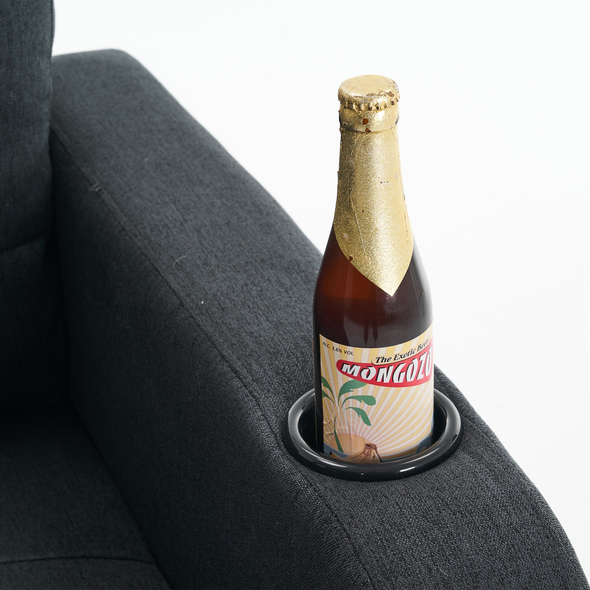 Dark Gray Upholstered Armchair And Storage Ottoman Set Comfortable Single Sofa With Cup Holders And Tufted Detailing, Ideal For Living Room Or Bedroom Dark Gray Foam Metal