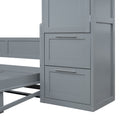 Queen Size Murphy Bed Wall Bed With Closet And Drawers,Gray Gray Mdf Lvl