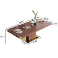 Mdf Top Dining Table With Gold Finish Corner, Mdf Pillar And Gold Finish Stainless Steel Base Walnut Brown Mdf