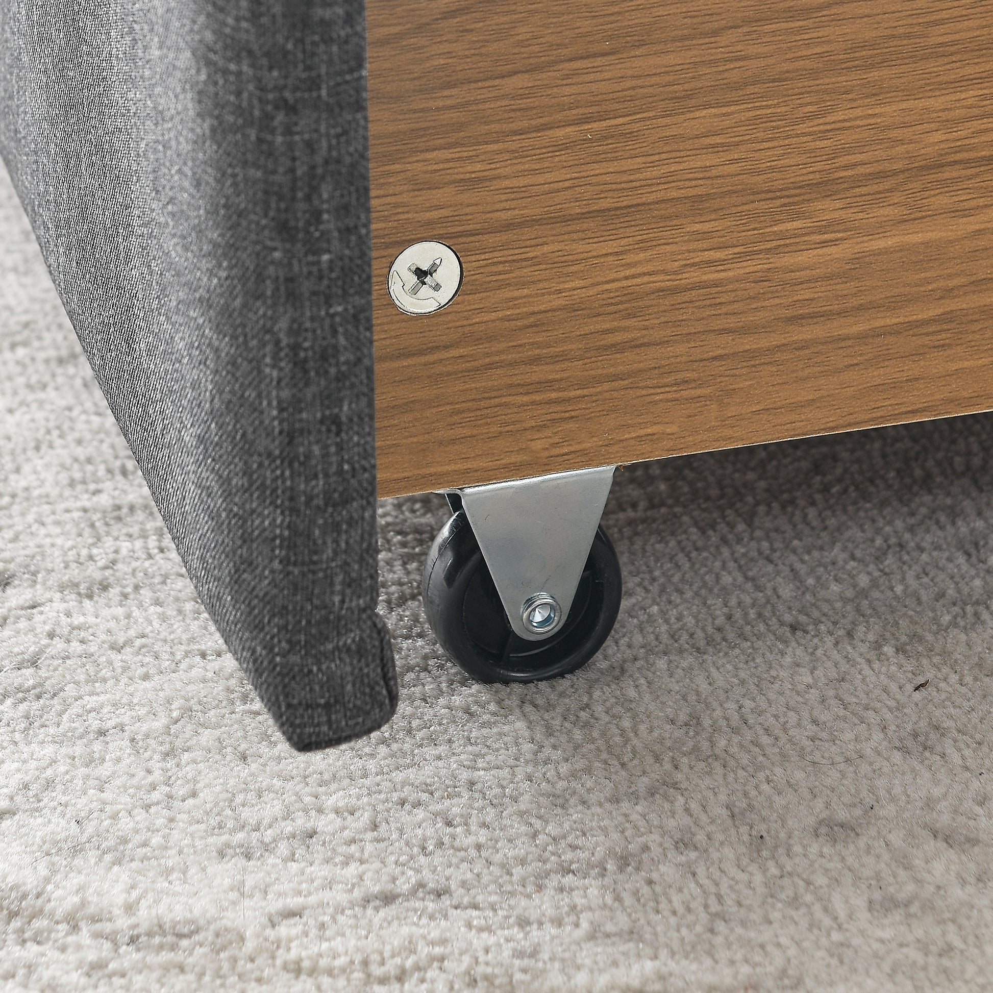 Queen Size Daybed With Drawers Upholstered Tufted Sofa Bed,With Button On Back And Copper Nail On Waved Shape Arms 84.5"X63.5"X26.5" Dark Grey Linen