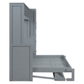 Queen Size Murphy Bed Wall Bed With Closet And Drawers,Gray Gray Mdf Lvl