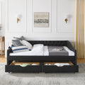 Queen Size Daybed With Drawers Upholstered Tufted Sofa Bed,With Button On Back And Copper Nail On Waved Shape Arms 84.5