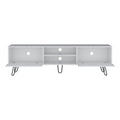 Waco Tv Rack, Hairpin Stand With Spacious Storage And Cable Management Holes, White White 50 59 Inches Particle Board Pine
