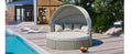 Patio Furniture Round Outdoor Sectional Sofa Set Rattan Daybed Two Tone Weave Sunbed With Retractable Canopy, Separate Seating And Removable Cushion, Gray Yes Sectional Gray Weather Resistant Frame Water Resistant Cushion Garden & Outdoor Luxury