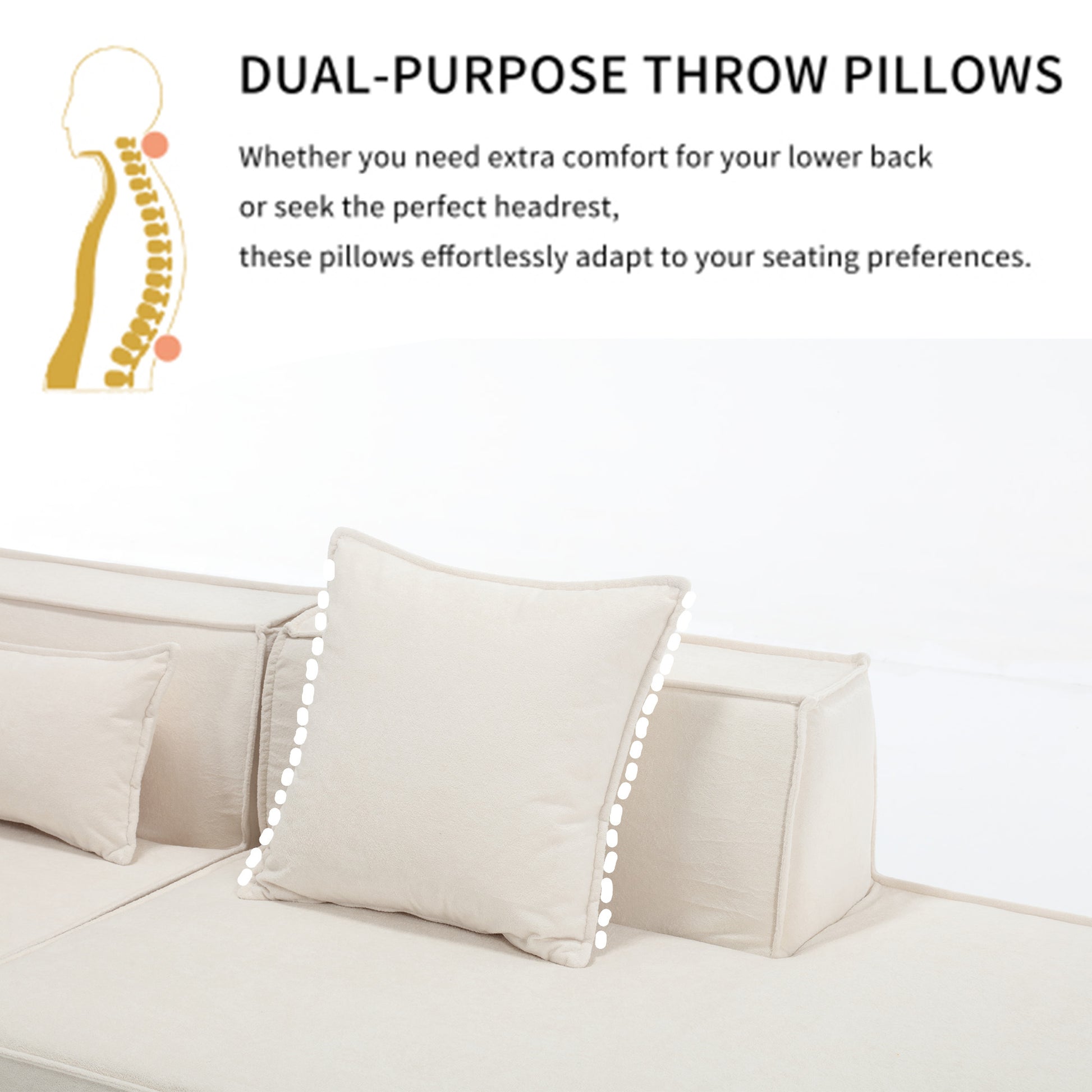 Modular Combination Living Room Sofa Set, Modern Minimalist Sofa, Free Installation Sofa, L Shaped, Italian Minimalist Tofu Block Sofa, Right Hand Facing,Terrycloth Fabric ,Beige Beige Polyester Primary Living Space Soft Modern Polyester 3 Seat