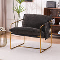 2 Chairs In 1 Box, Upholstered Hanging Armchair With Arm Pocketsmetal Frame, Gold Plated Craftsman, Crushed Foam Cushions And Skin Friendly Woven Fabric For Living Room And Bedroom. Dark Gray Dark Gray Metal
