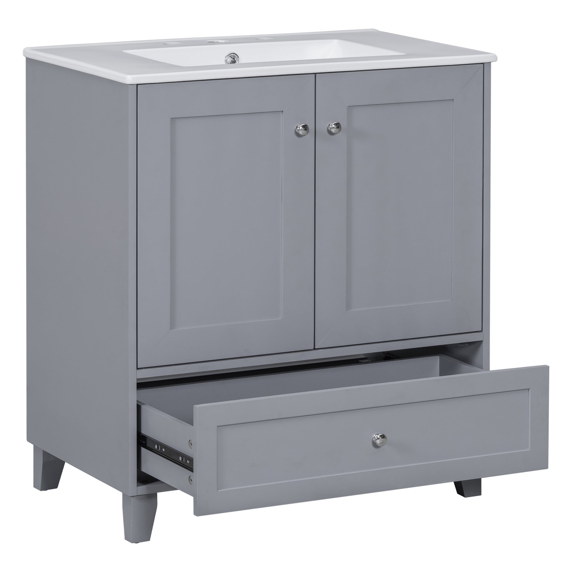 30" Premium Bathroom Vanity Set With Ceramic Sink And Large Storage Space Ideal For Small Bathrooms Blue Gray Bathroom Solid Wood Mdf