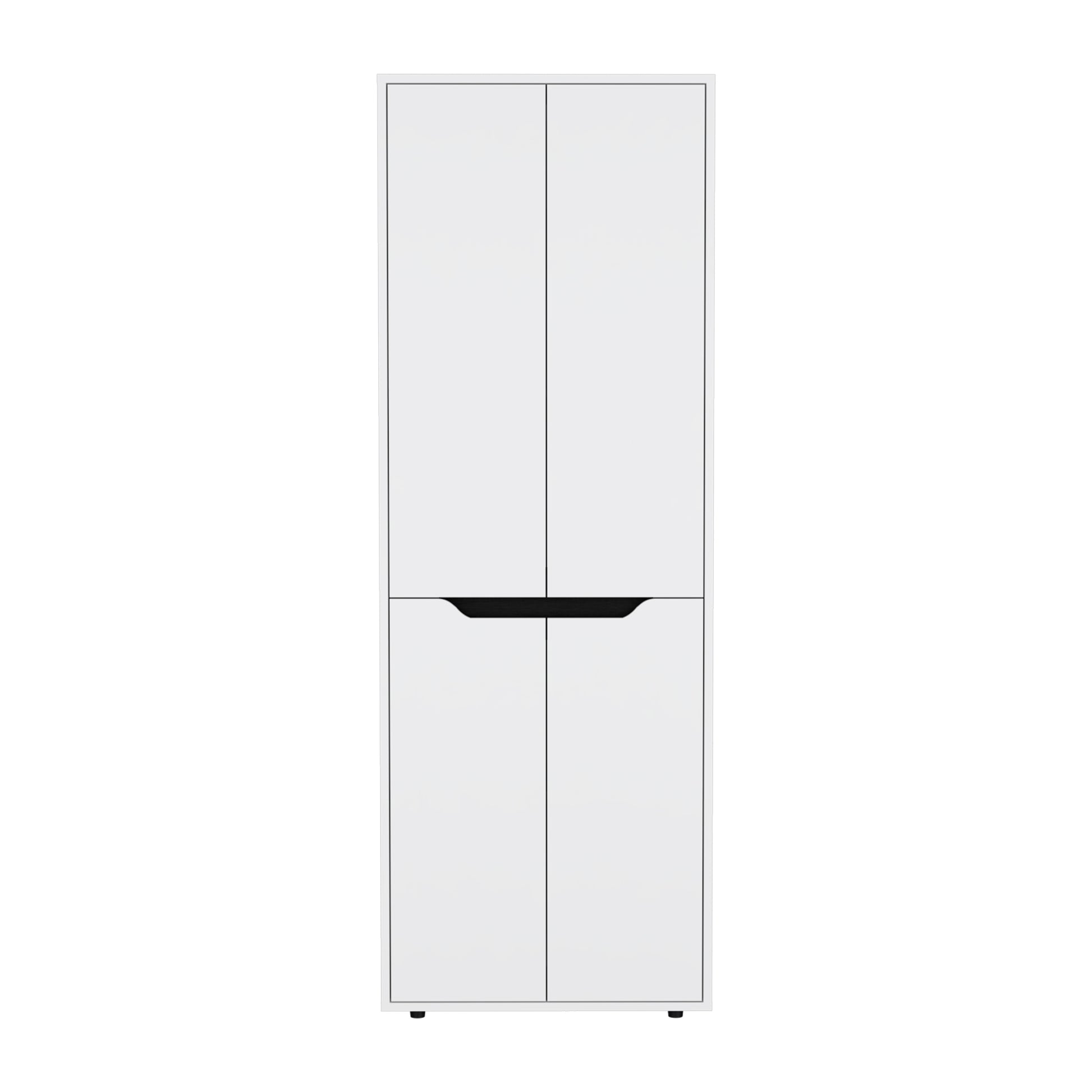 67"H Kitchen Storage Cabinet, With Four Doors And Five Interior Shelves,White Black White Black Particle Board Pine