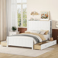 Full Size Platform Bed With Drawers And Storage Shelves, White Antique White Solid Wood Mdf