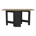 Folding Table With Expandable Design In 3 Forms, Black Macadamia Black Multi Particle Board Pine
