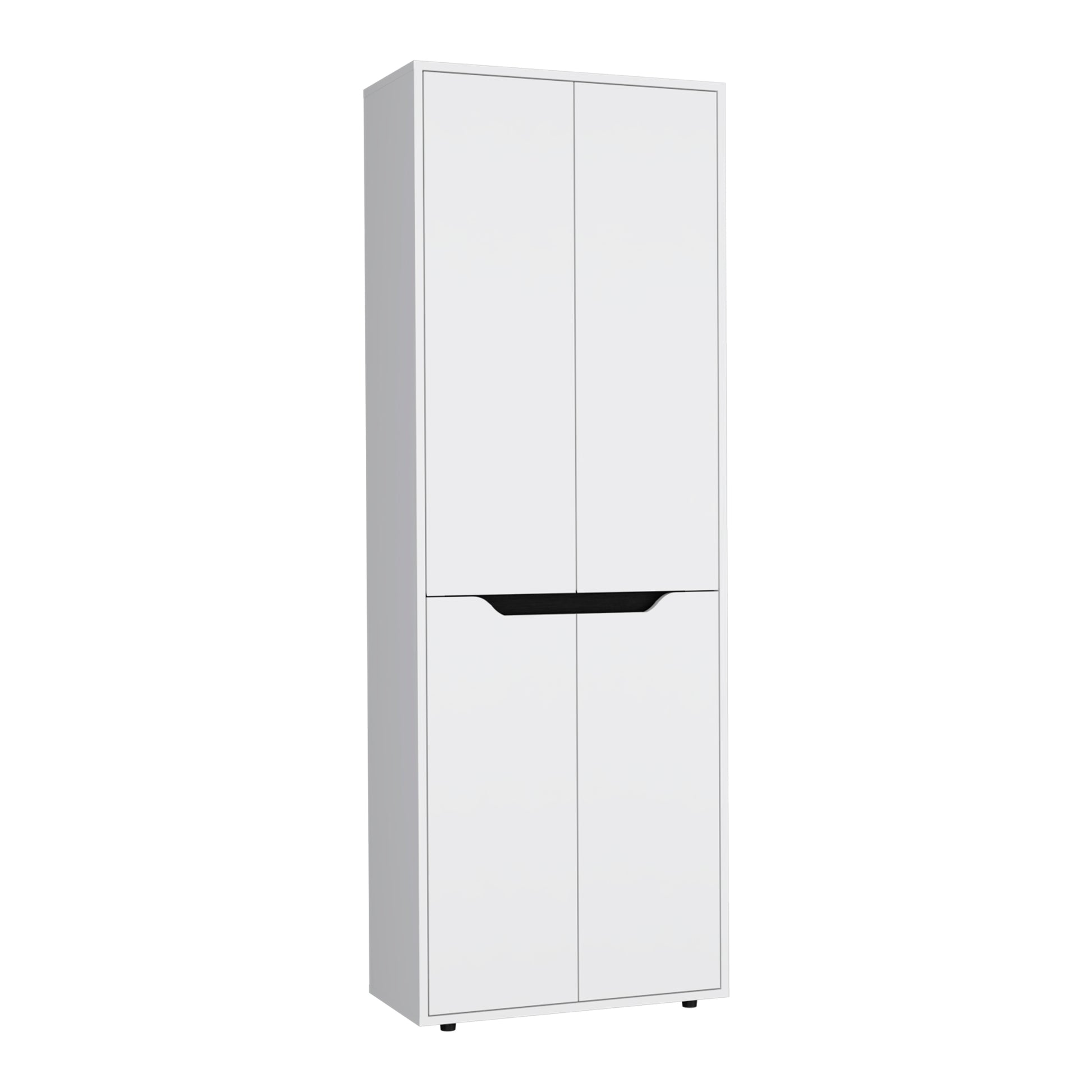 67"H Kitchen Storage Cabinet, With Four Doors And Five Interior Shelves,White Black White Black Particle Board Pine